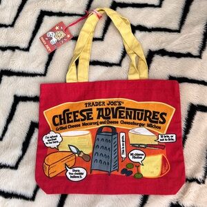 Trader Joe's Bag Reusable Canvas Bag  🧀 Cheese Adventures New With Tags